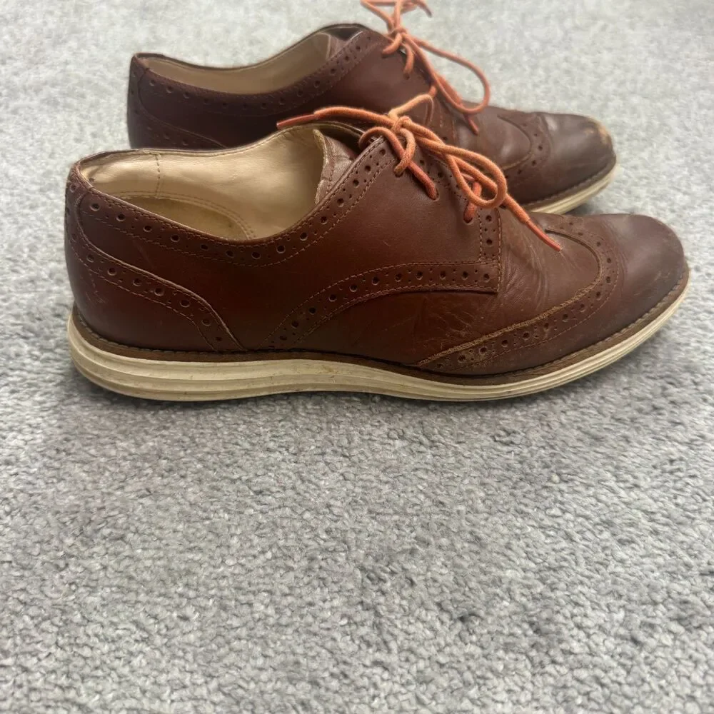 Cole Haan Lunar Grand Wingtip Oxford Leather Comfort Dress Shoes Mens 7 Brown